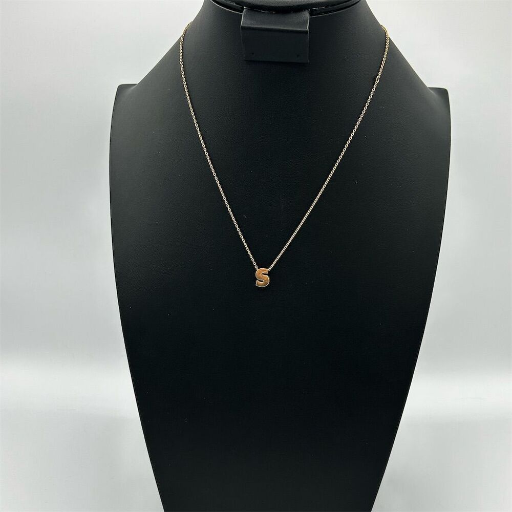 Gold Toned “S" Initial Pendant Necklace Minimalist Design